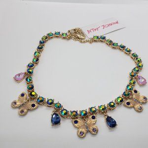 Betsey Johnson Butterfly Charm Tennis Necklace